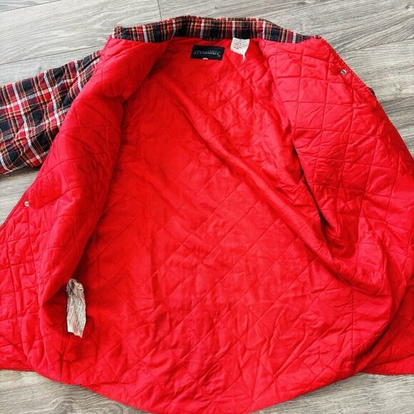 Vtg Stylewise Plaid Jacket Mens 15 1/2 Red Fleece Long Sleeve Lumberjack Outdoor - Picture 13 of 14